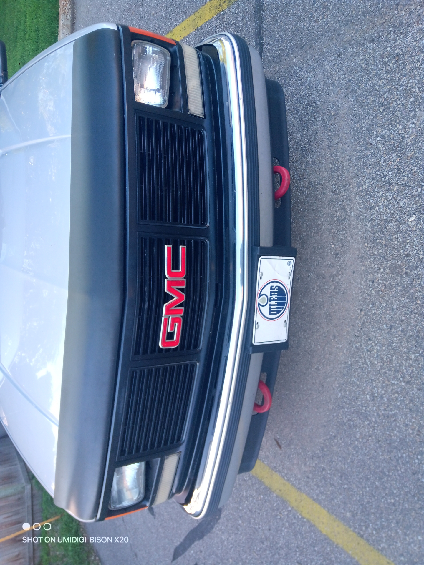 Front grille and hood of the GMC project truck