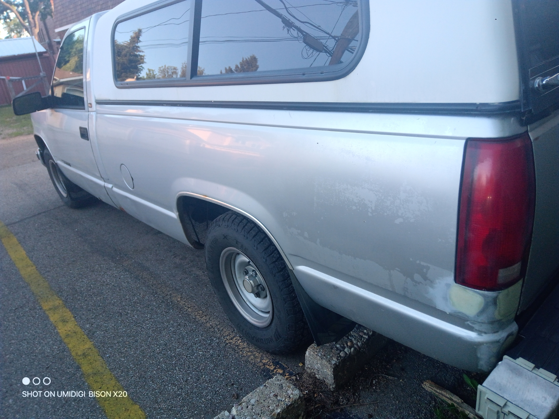 Rear quarter and box side of the GMC project truck